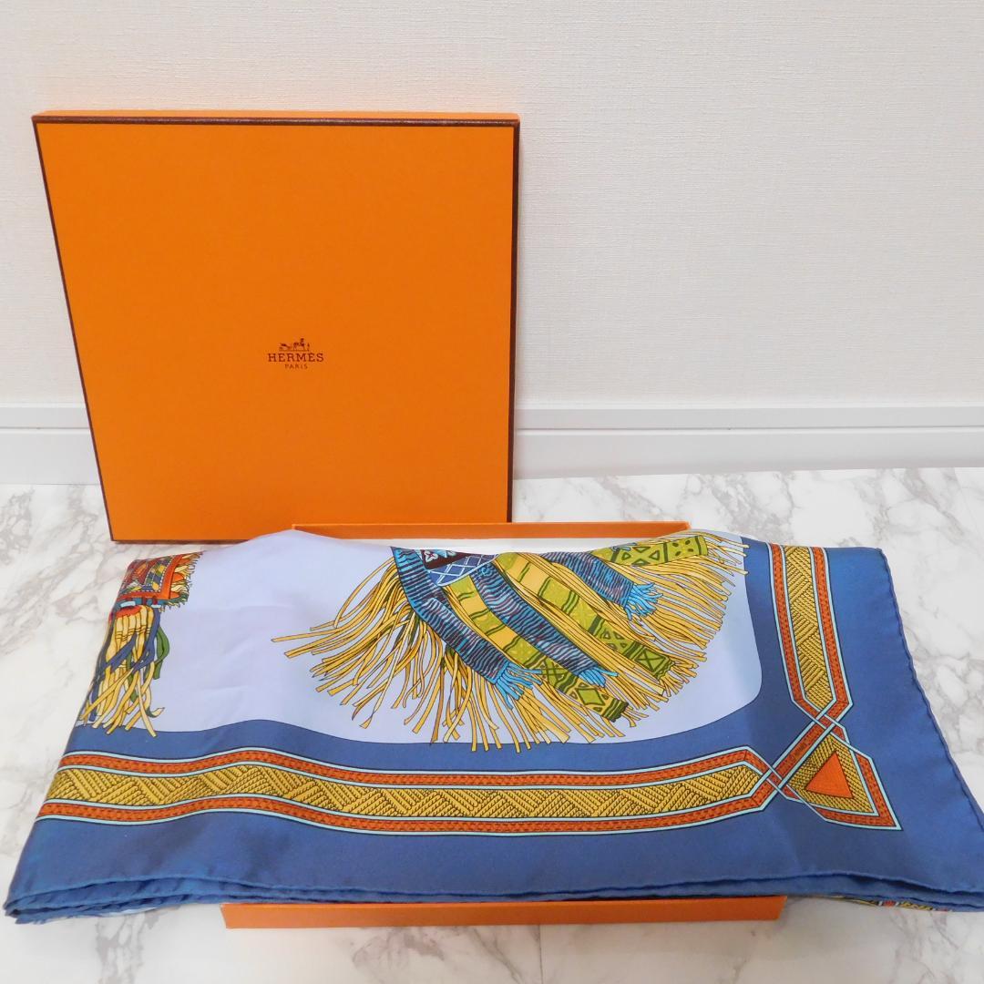 HERMES エルメス スカーフ カレ90 砂漠の革飾り ラクダ シルク100