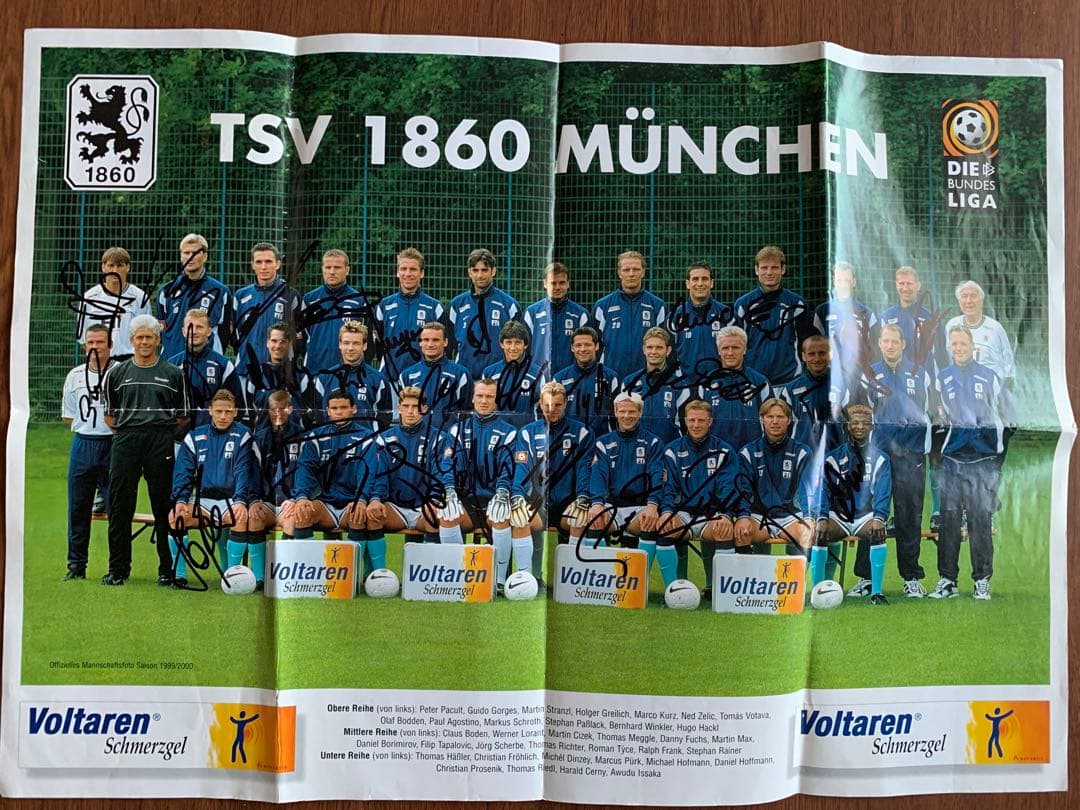 1860ミュンヘン'00-'01選手監督会長直筆サイン入りカード31枚&ポスター
