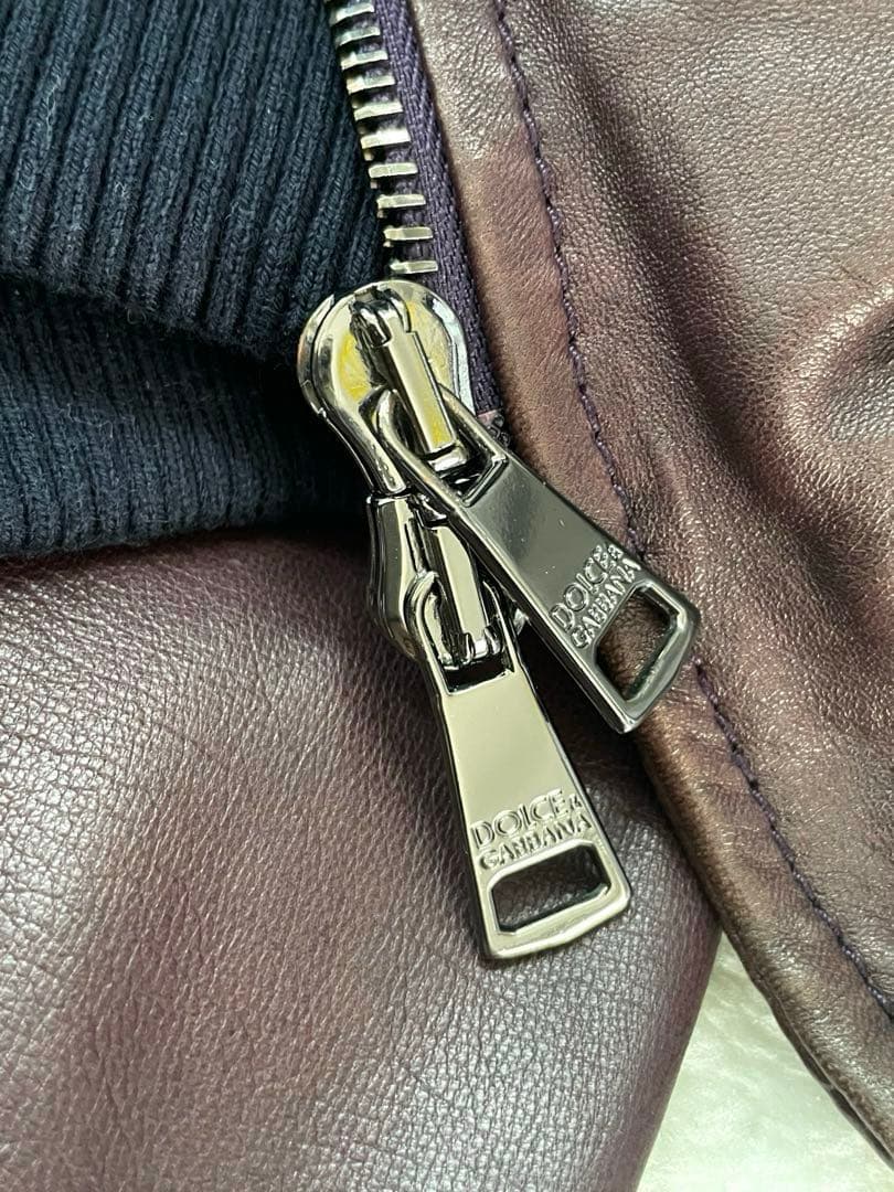 DOLCE&GABBANAシープスキン☆ダークブラウンレザージャケット46/M