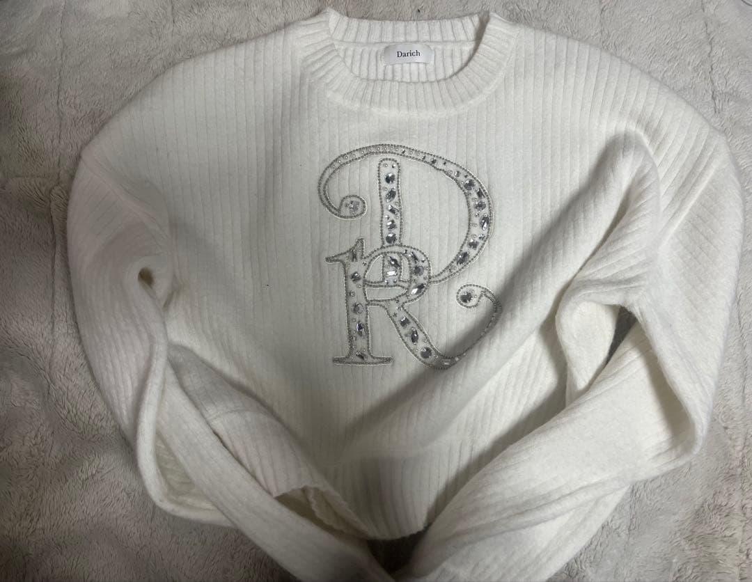 Darich DRビジューボリュームリブニットトップス WHT DRビジューボリュームリブニットトップス – Darich (ダーリッチ)