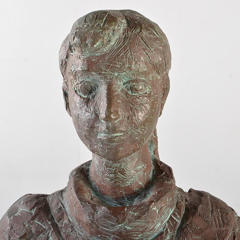 植木舜一作 ブロンズ像 女性像 大理石台 重さ約9.7kg D R5810B