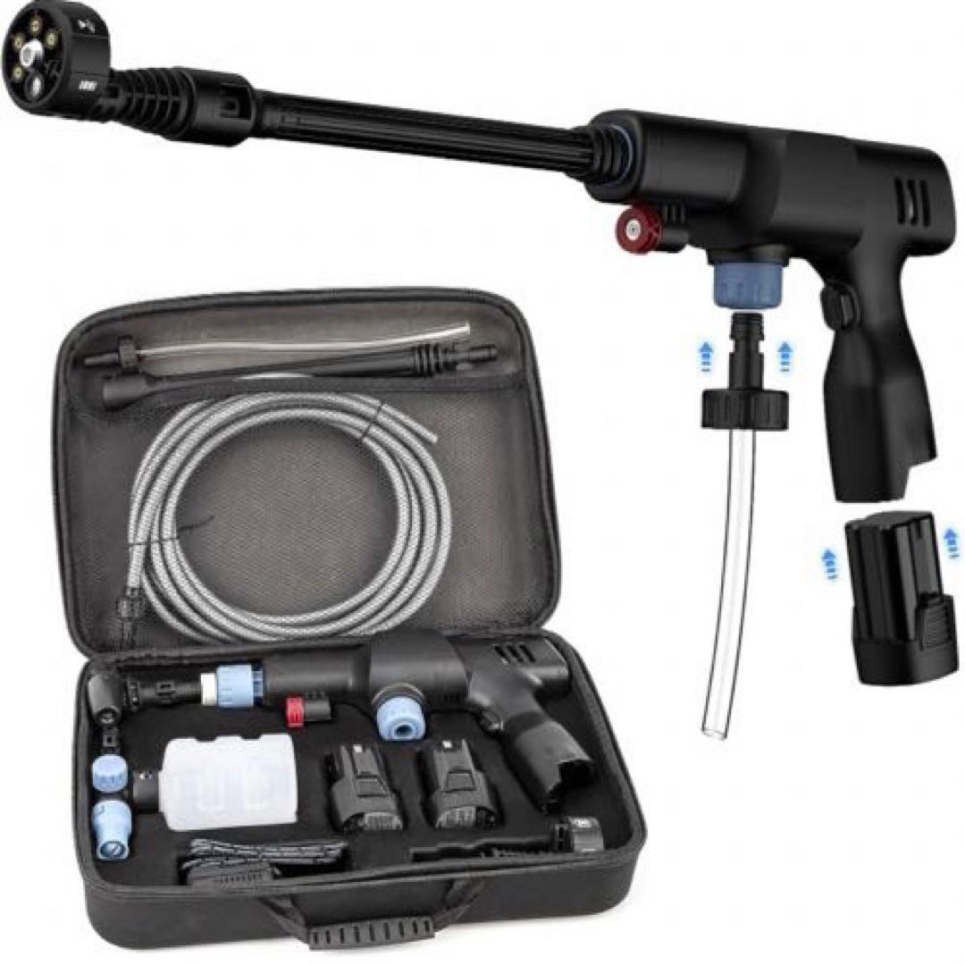 コードレス高圧洗浄機充電式豪華16件セット 2個バッテリー付き初心者向けお手軽 セール5％OFF】高圧洗浄機 コードレス 充電式 高圧洗浄 バッテリー付き