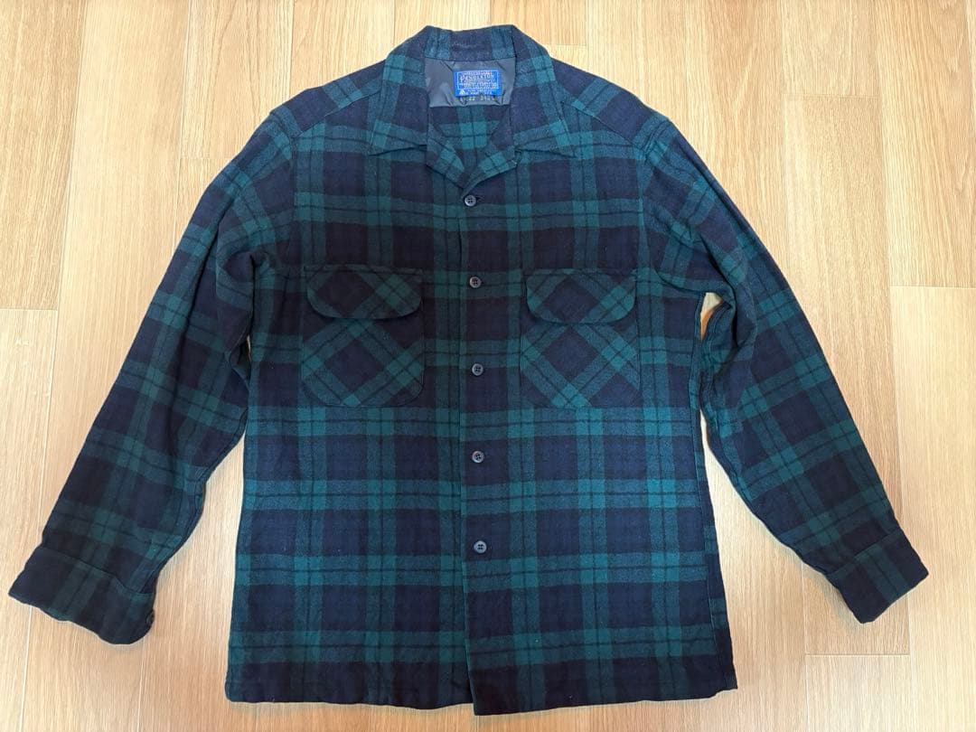 70s ペンドルトン　ブラックウォッチ　サイズM PENDLETON 70s USA製 ブラックウォッチ ウールシャツ Mサイズ ペン