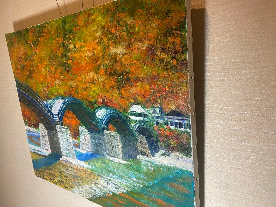 油彩画 山口 錦帯橋 小林幸三 F12