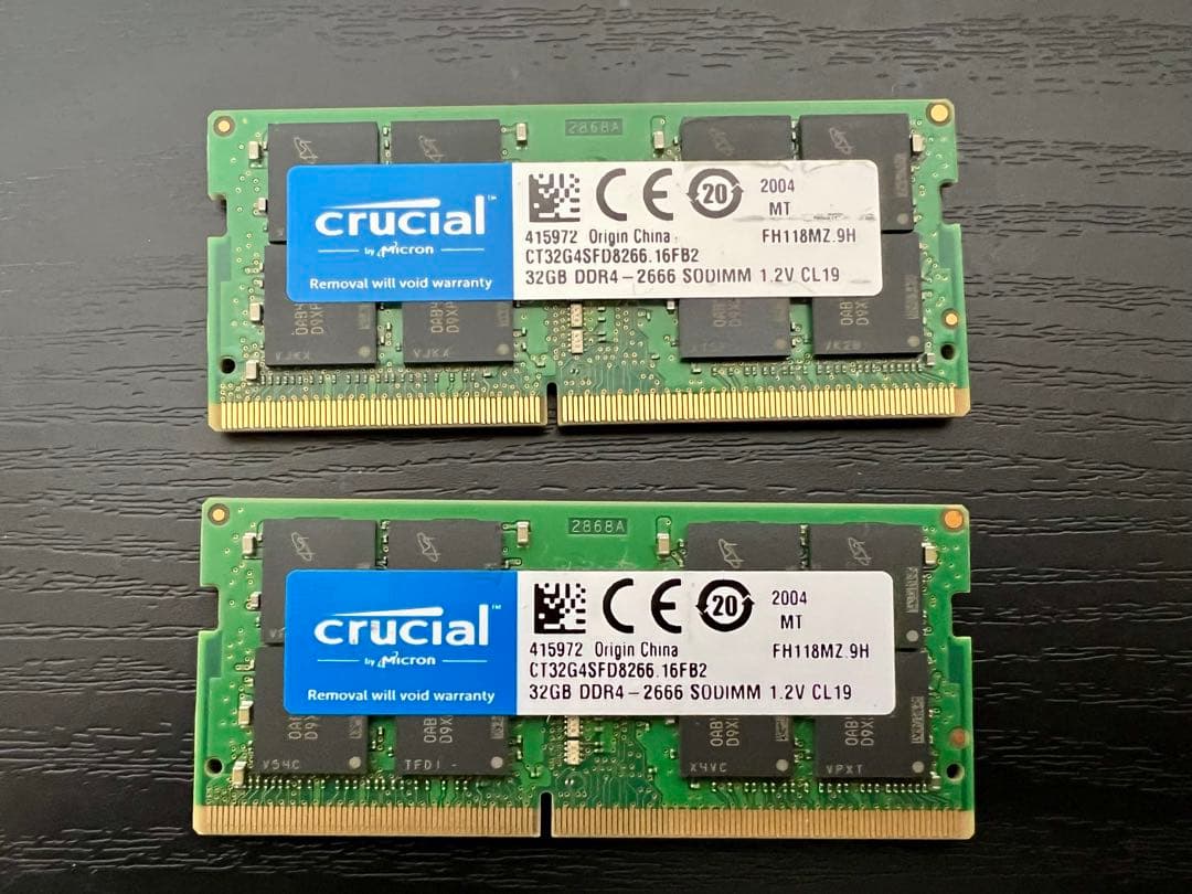Crucial DDR4 64gb 32GBx2 2666 ノートメモリ - メルカリ