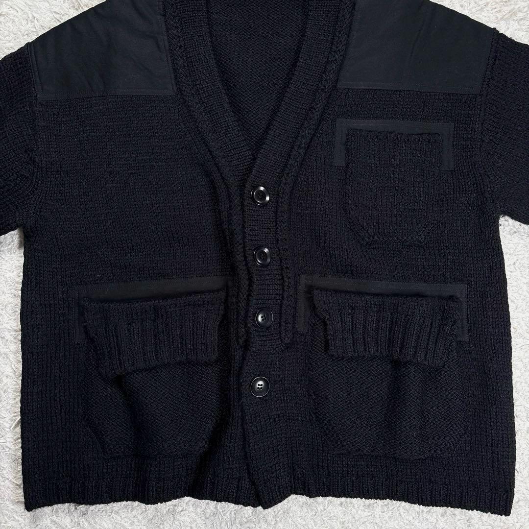 ワイズ コマンドウールニットカーディガン ヨウジヤマモト 22AW 切替 黒