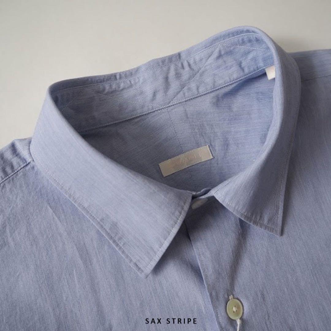 COMOLI 22AW コモリシャツ sax stripe 3の通販はau PAY マーケット