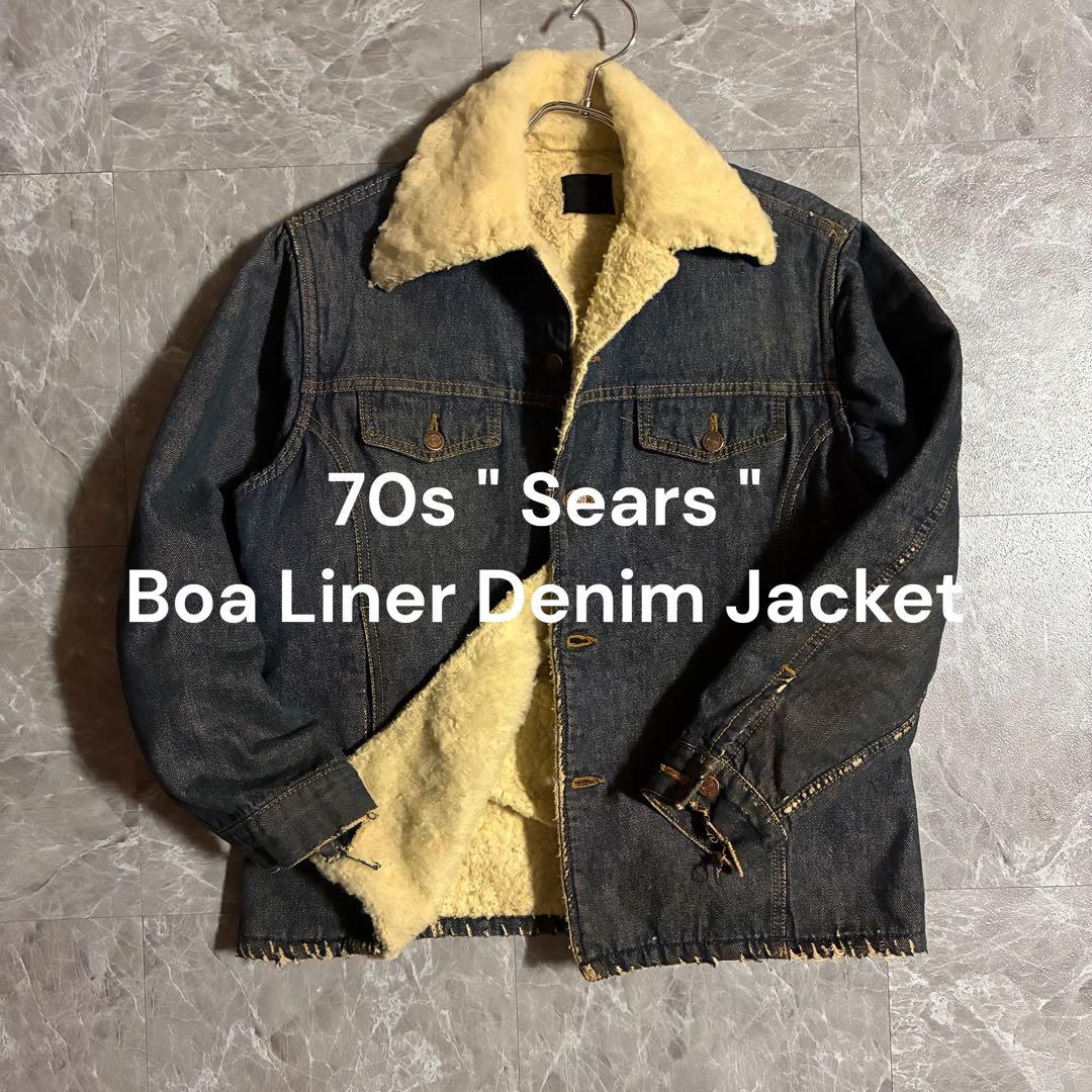 70s Sears デニムジャケット ボアライナー S ストア系古着 ボロ - メルカリ