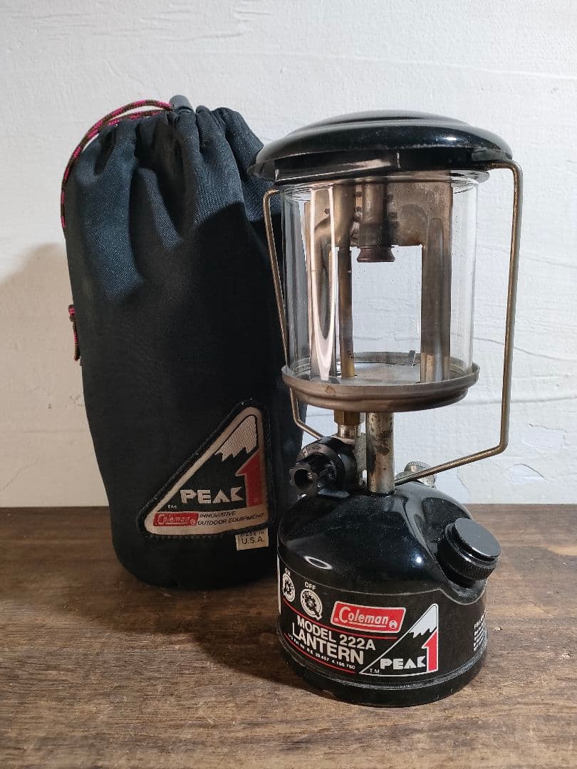 コールマン ガソリンランタン 222A ピークワン 希少ソフトケース付 送料無料 コールマン ガソリンランタン 222A ピークワン 希少ソフト