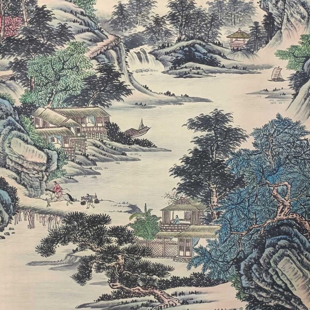 郎世宁 江山勝覧図 三尺中堂 掛け軸　中国山水画　宣紙