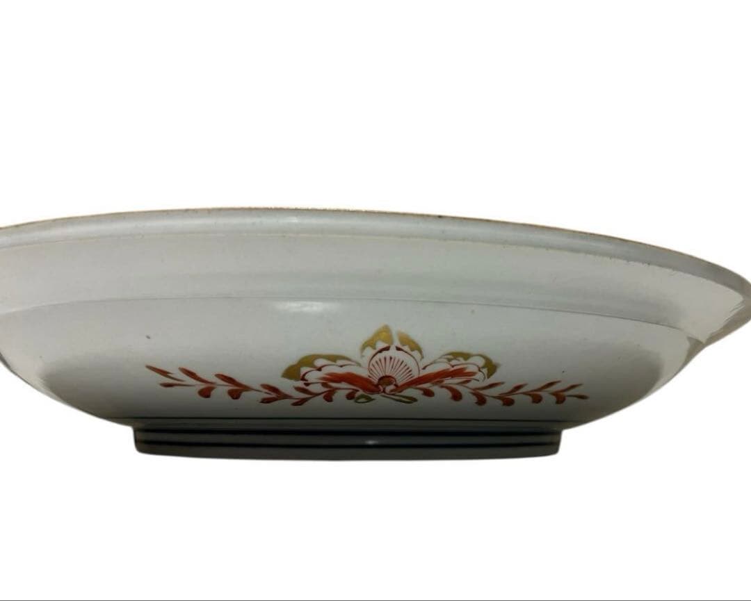 九谷焼 春仙作】金彩色絵大皿 三面構図 共箱付 萬延元年 銘 中嶋屋喜右