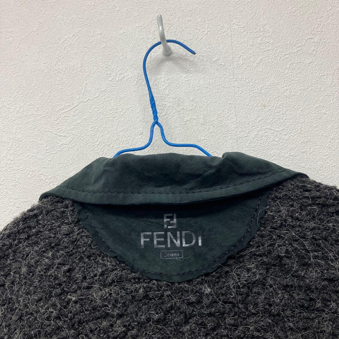 FENDI jeans ニットジャケット ニットコート レザー △1 - メルカリ