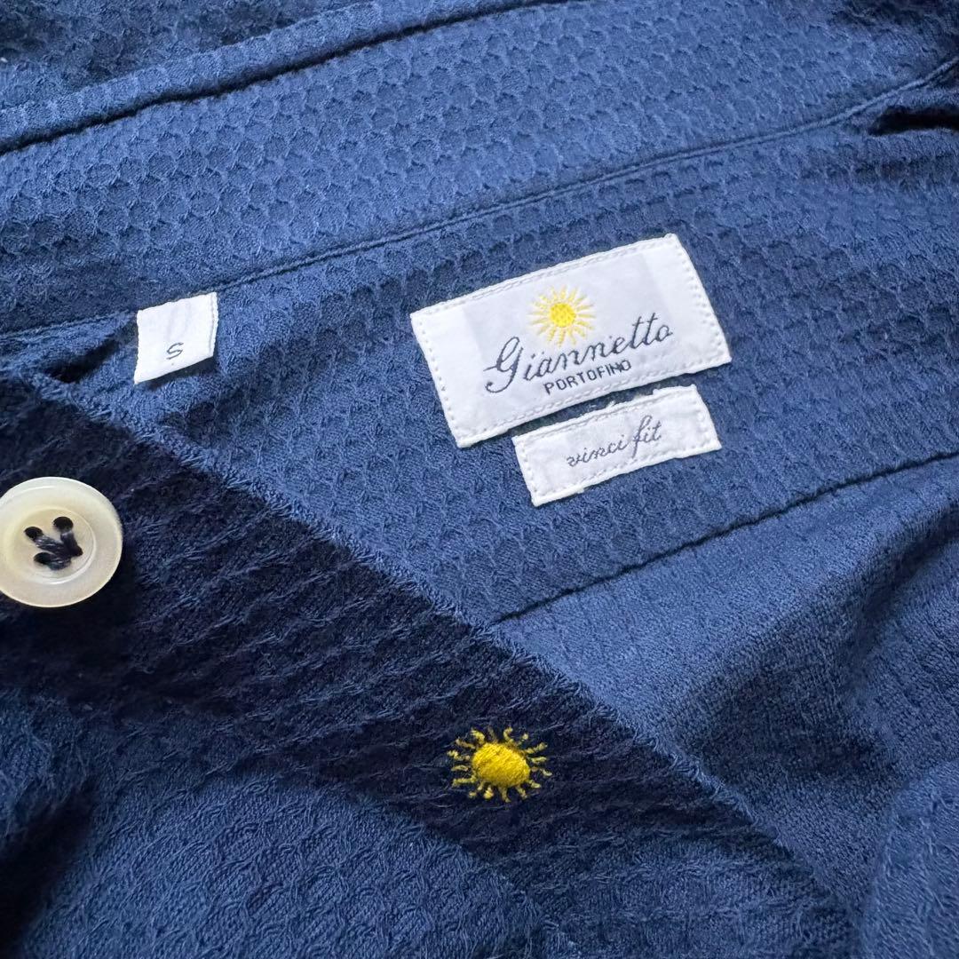 GIANNETTO vinci fit/ネイビー/コットンニットストレッチシャツ - メルカリ