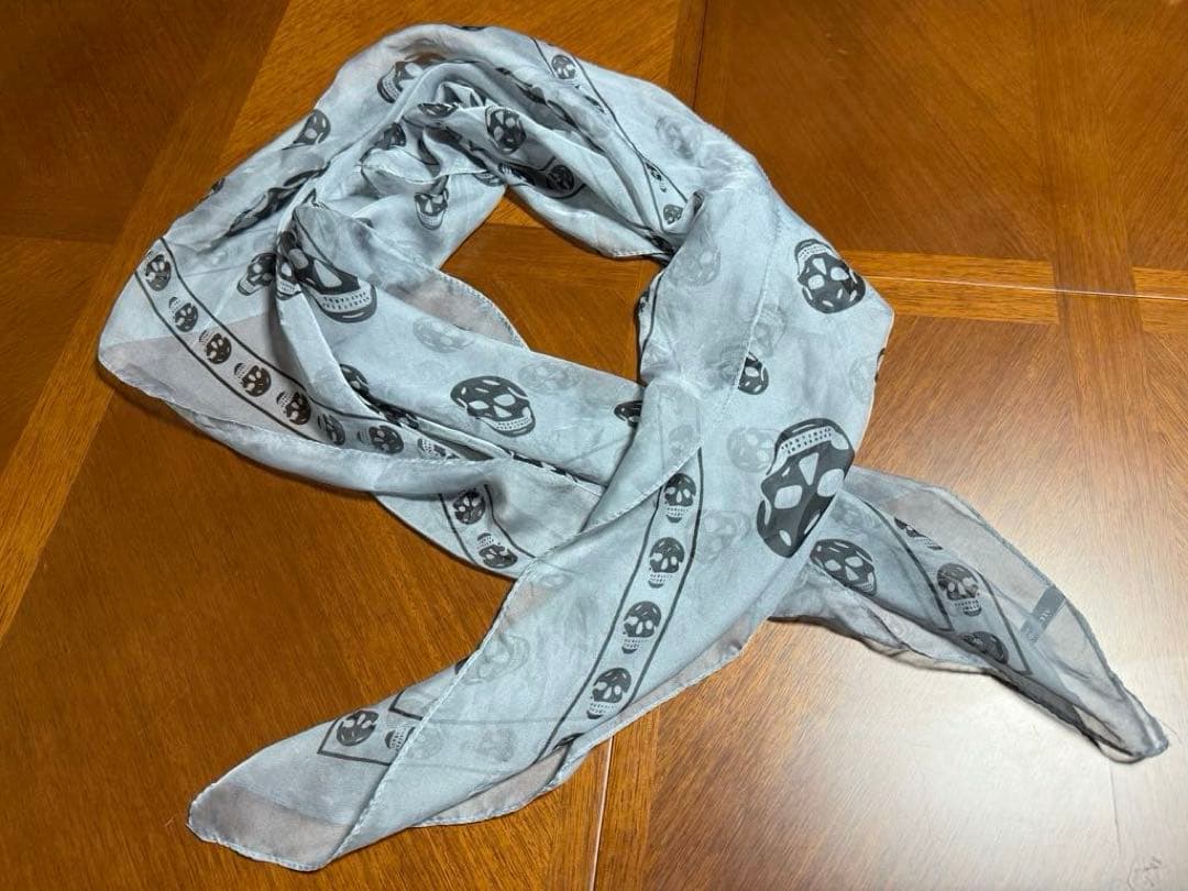 アレキサンダーマックイーン スカル グレー ストール スカーフ - メルカリ