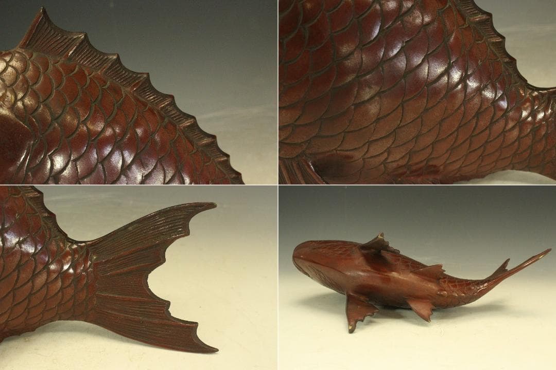 銅製 鯛 乗り 恵比寿 吉祥 縁起物 33cmx16cm 時代物(A193)