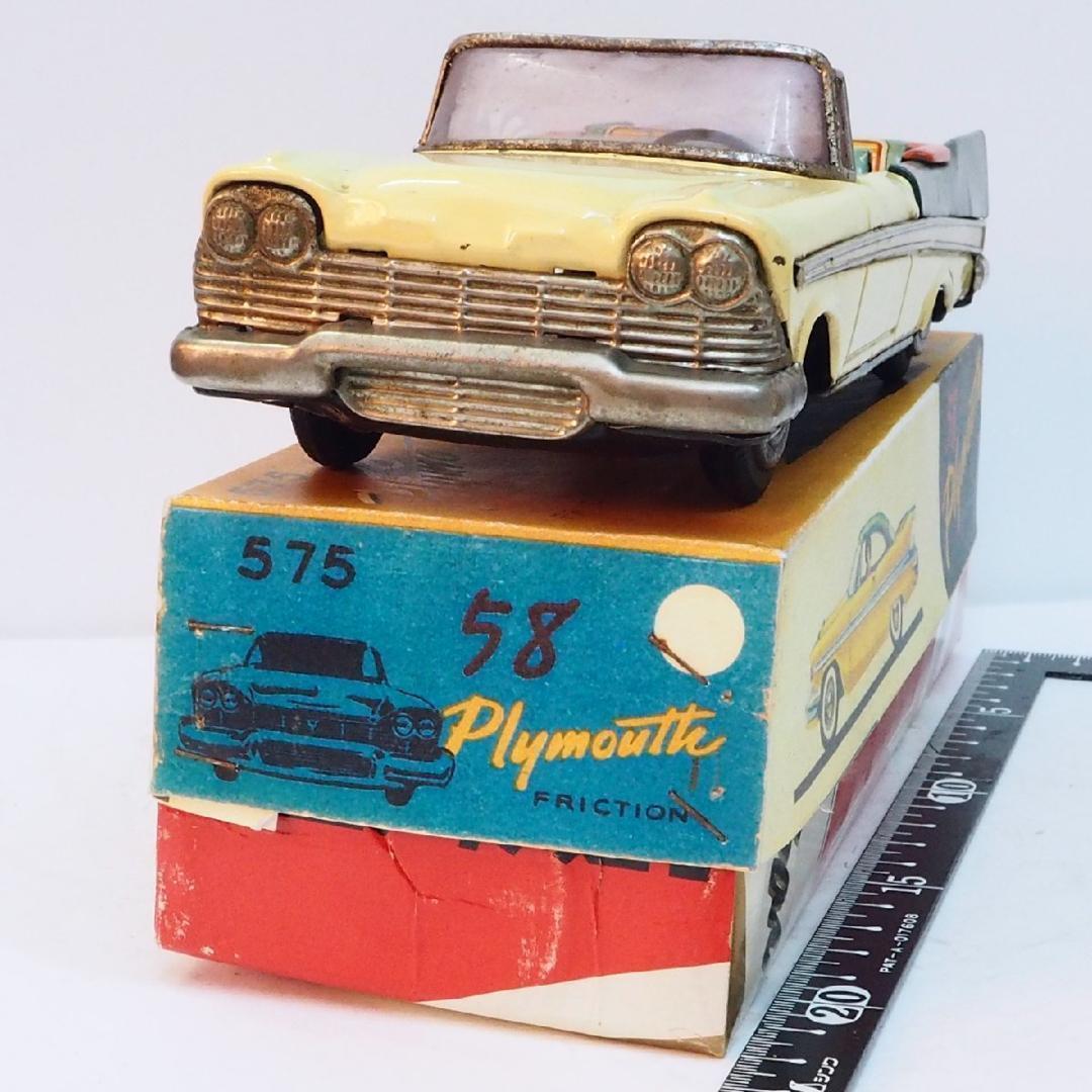 萬代屋【50s プリムス フューリー コンバーチブル白】ブリキtin【箱コピー】