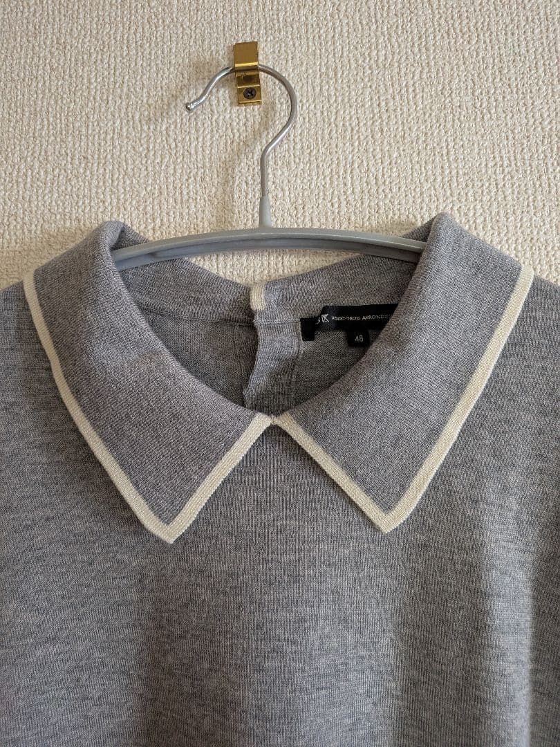 試着のみ 23区 洗える ウーステッドウールポロニット ライトグレー 48