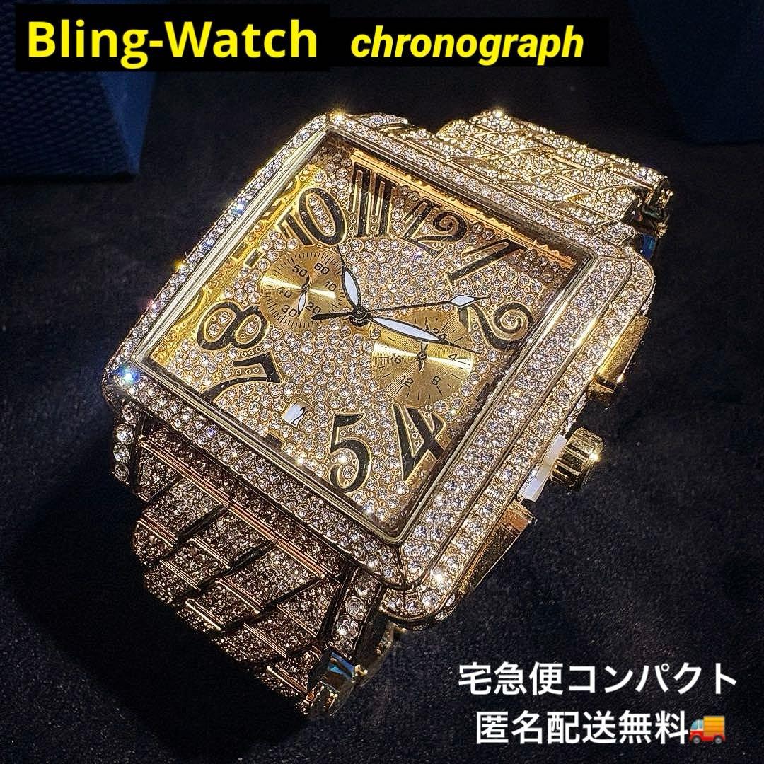 ブリンブリン 腕時計 高級 CZ アイスアウト スクエア ウォッチ