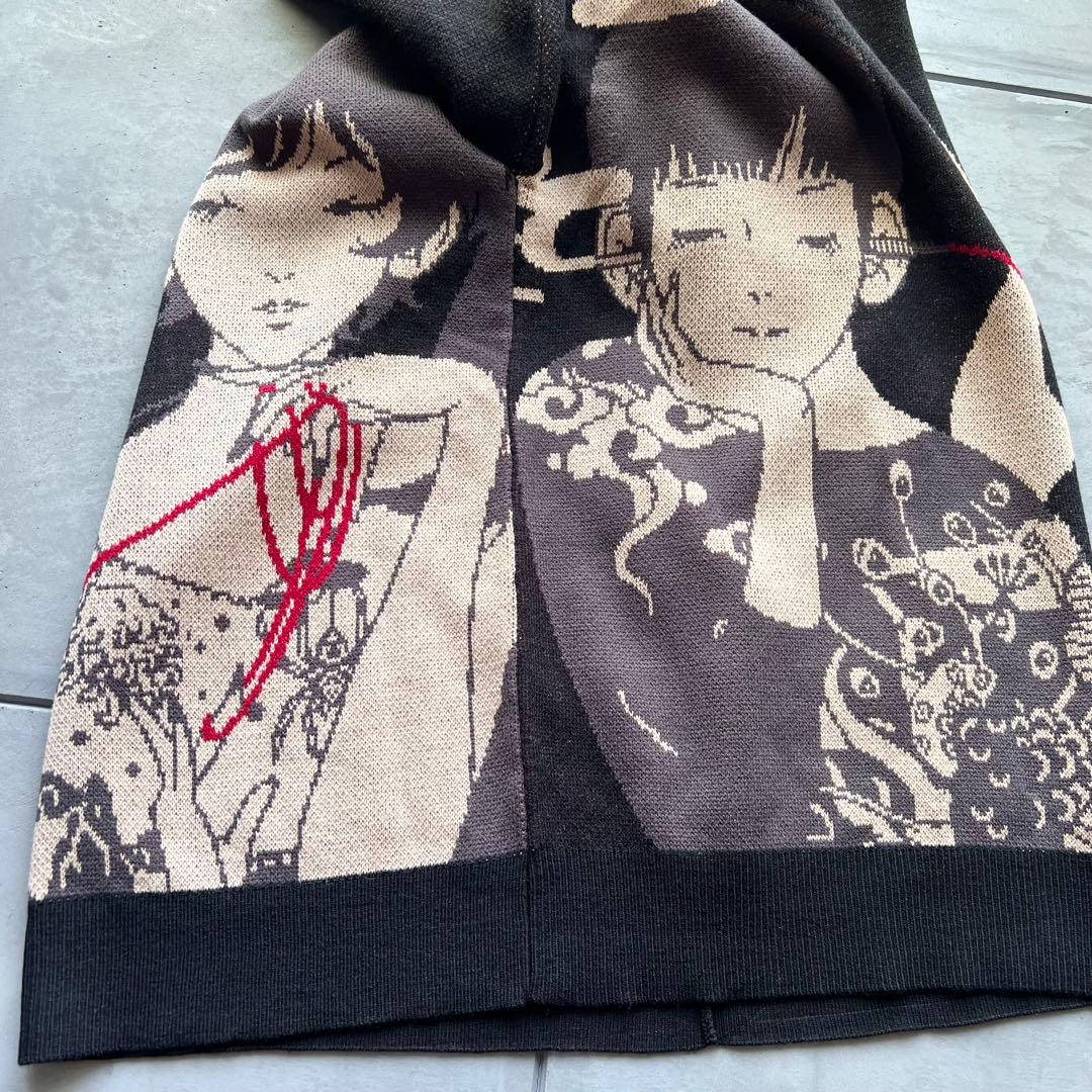 希少グラニフ 中村佑介 Re:繋がる ウォッシャブルジャカードニットL アジカン