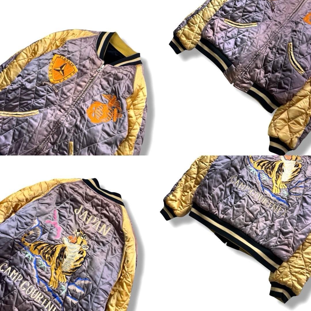 希少 テーラー東洋 スカジャン 別珍 リバーシブル USMC ×虎 刺繍 L