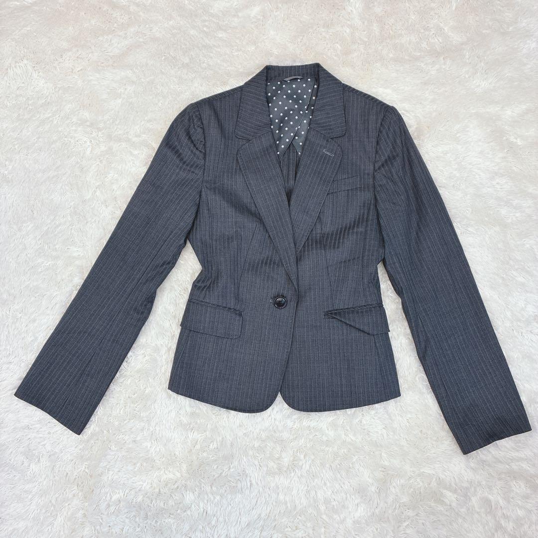 エヌラインプレシャス パンツスーツ セットアップ 9号 M グレー シルク