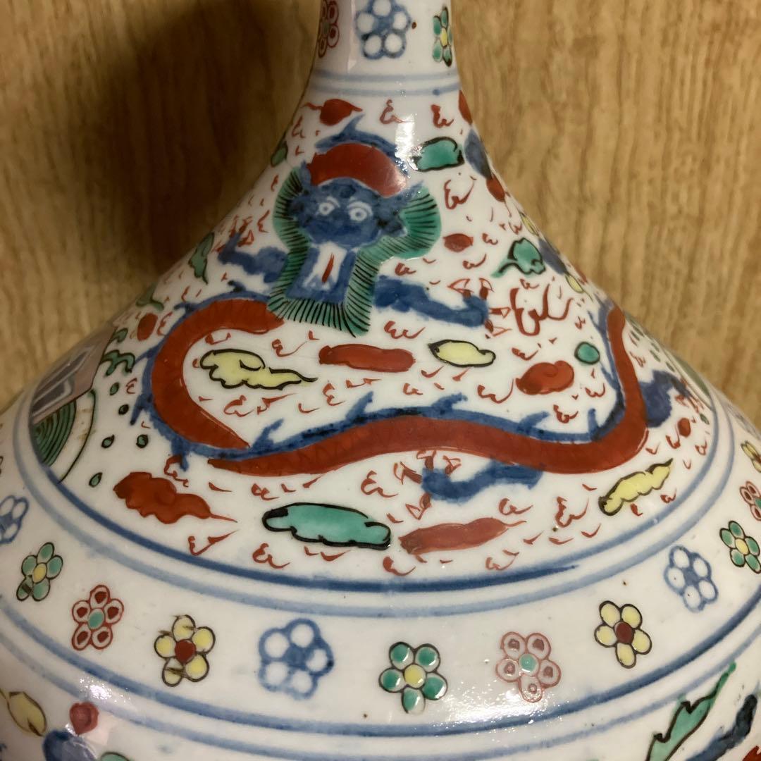 中国 色絵 瓶 龍鳳花蝶図 大明萬暦年製銘 - メルカリ