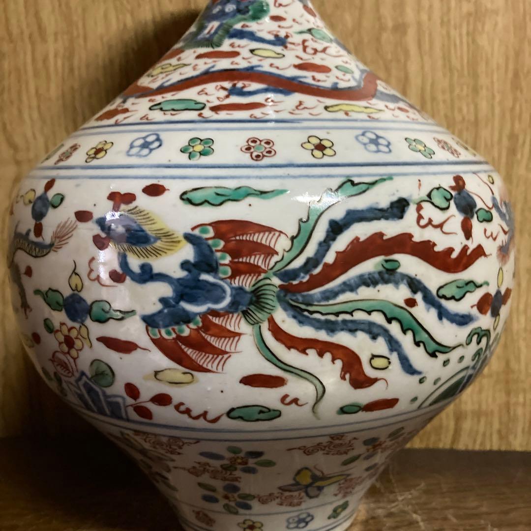 中国 色絵 瓶 龍鳳花蝶図 大明萬暦年製銘 - メルカリ