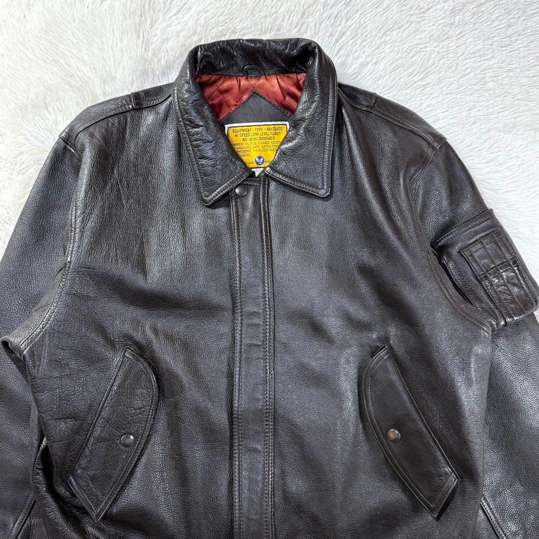 美品】90s A-2 フライトレザージャケット ダークブラウン 牛革 短丈 M