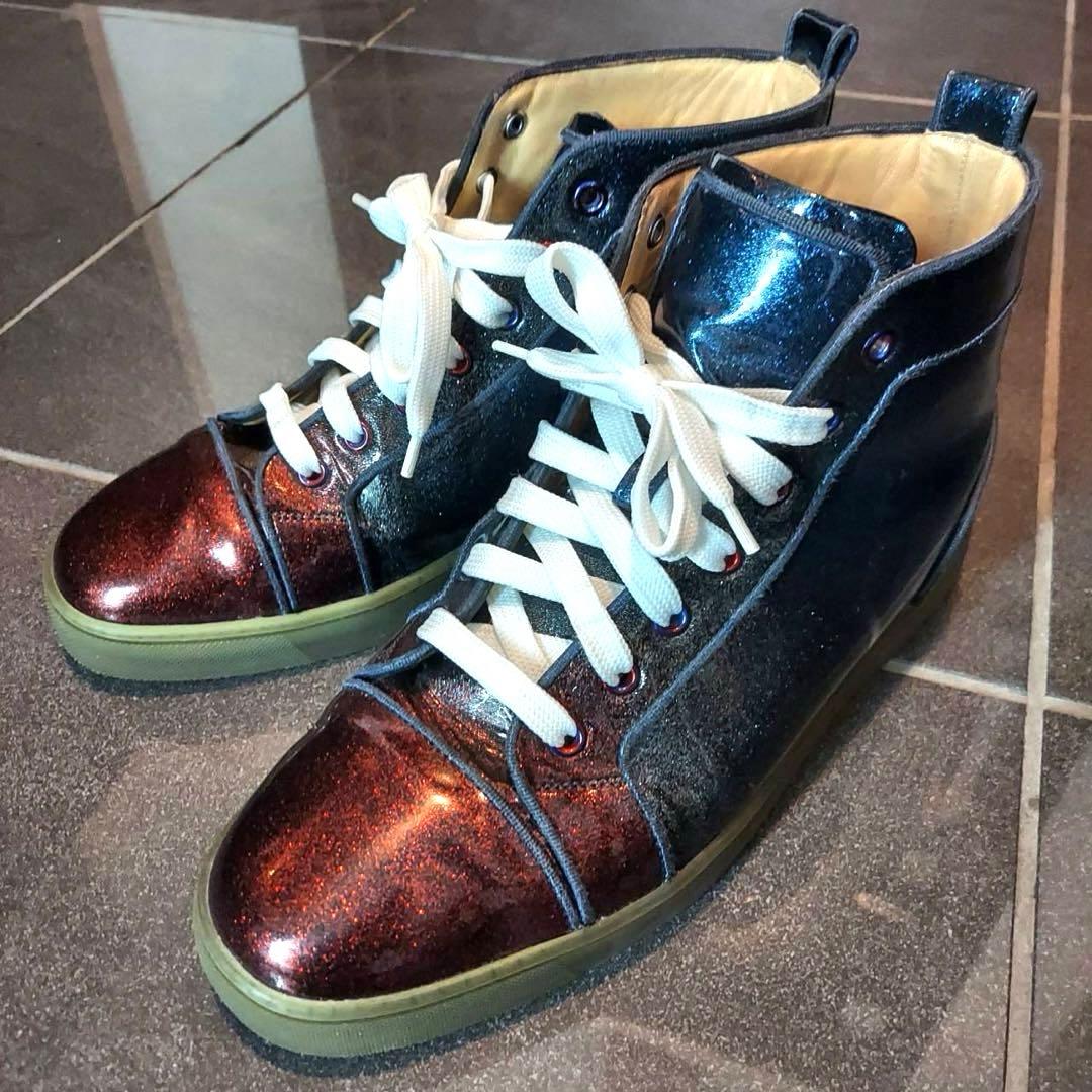 クリスチャンルブタン スニーカー サイズ40.5 ハイカット 赤黒青グラデ