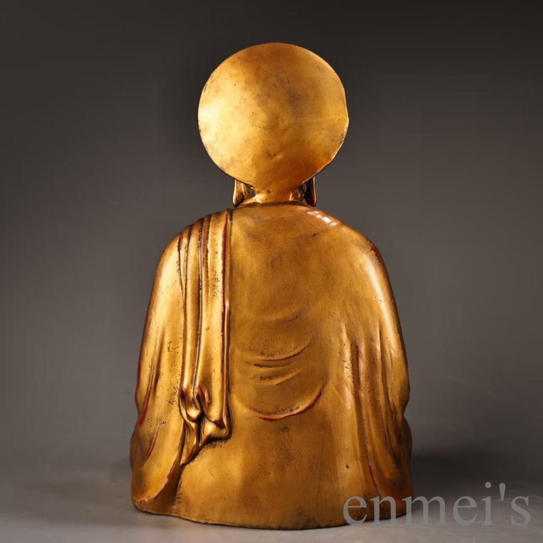 中国古美術 旧蔵『藏伝 釈迦牟尼仏像』純銅 鍍金銀 高浮彫 鏨刻 純