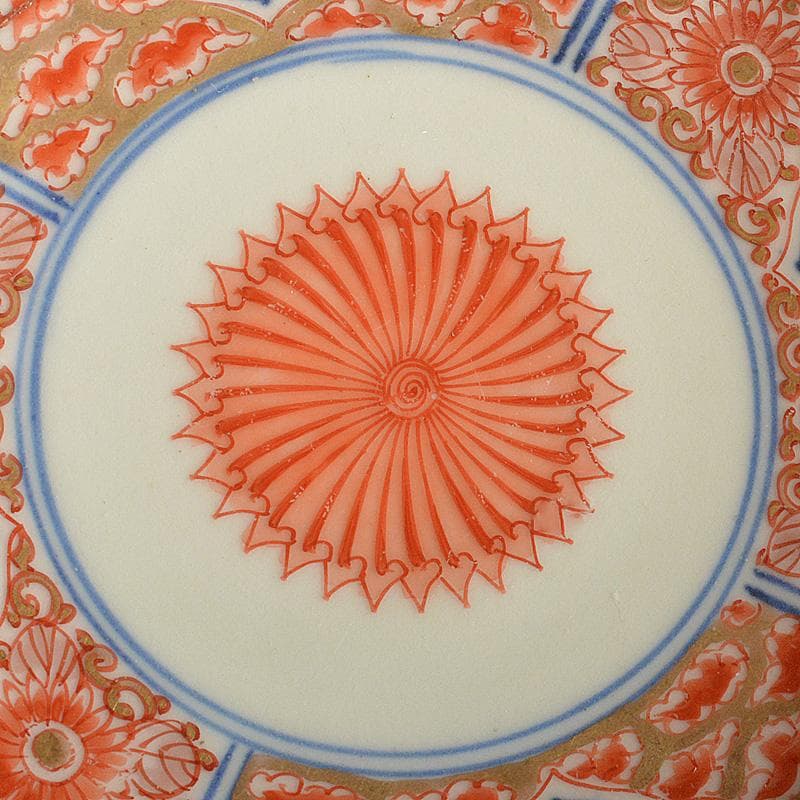 伊万里焼 古伊万里 奇玉珍玩款 赤絵金彩 花文皿 金継直し 桐箱 V R5889