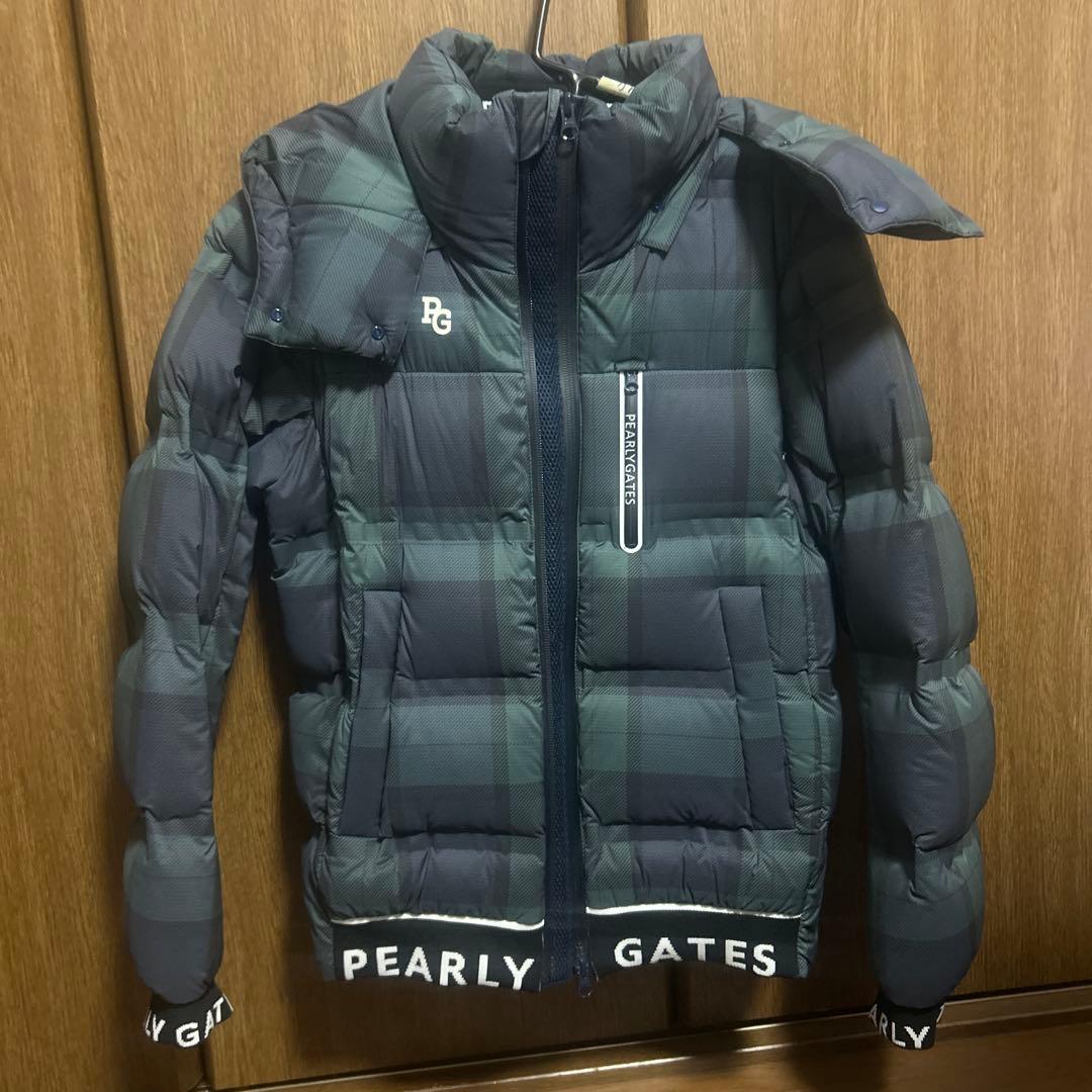 PEARLY GATES チェック柄ダウンジャケット サイズ0 PEARLY GATES ダウンジャケット グリーン系チェック - メルカリ