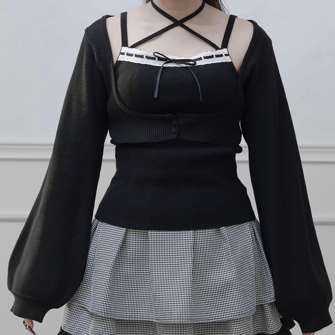 完売品】ハシゴレースアンサンブルニット - メルカリ