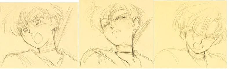 ★ 貴重品セーラームーン　★伊藤郁子直筆レイアウト修正画3点　セーラーウラヌス