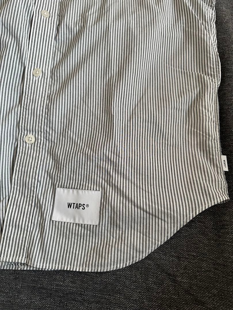 WTAPS ストライプ 半袖シャツ サイズX 01 ブラック クールマックス