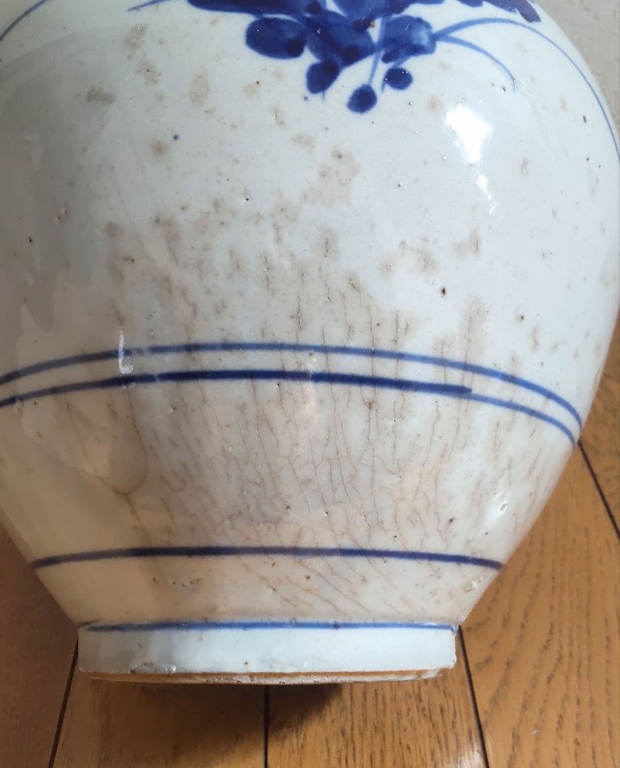 古い平清水焼 木製蓋付き 染付 大徳利 - メルカリ