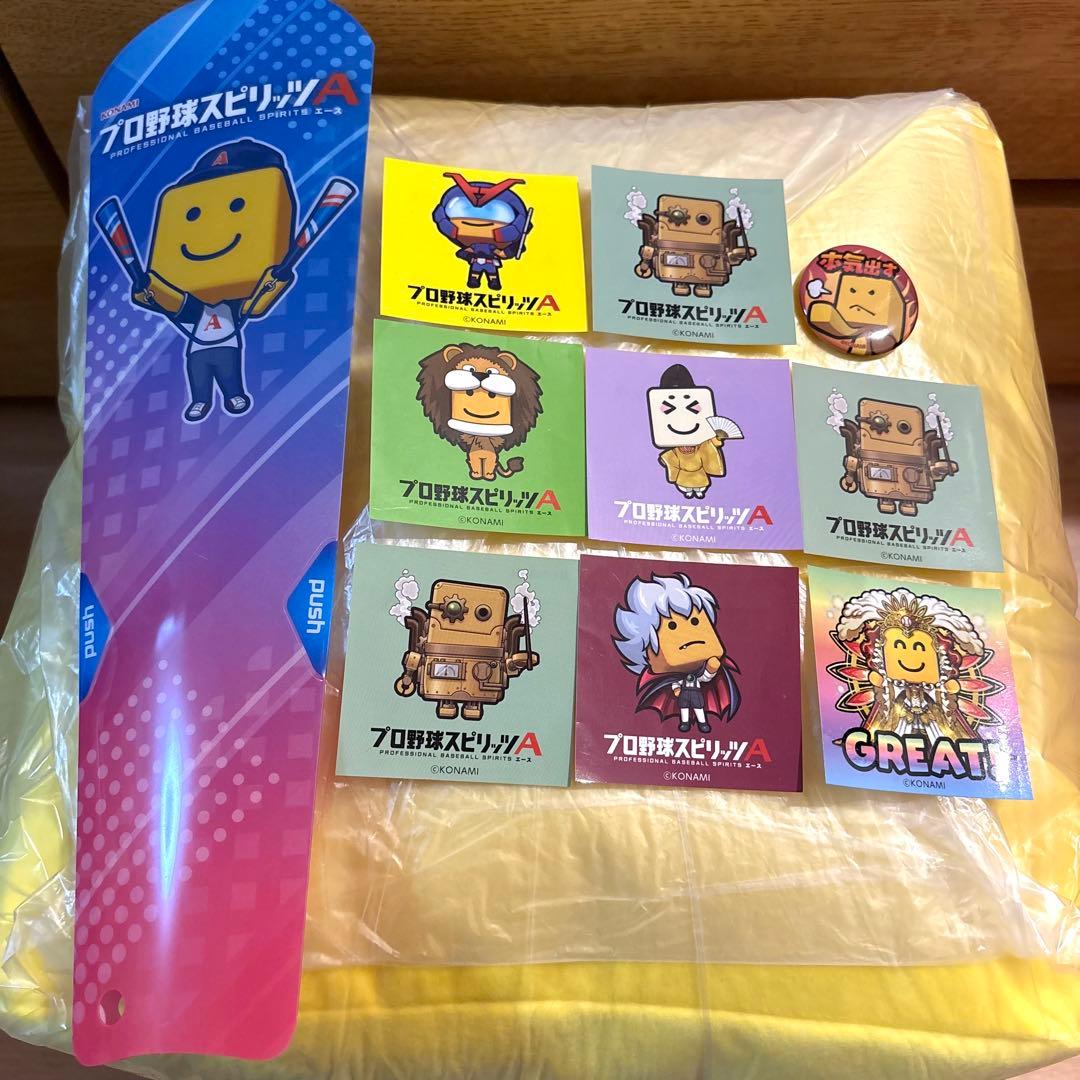 非売品　コナミ　プロスピA　調子くんクッション　シール　缶バッチ　ファンフェスタ