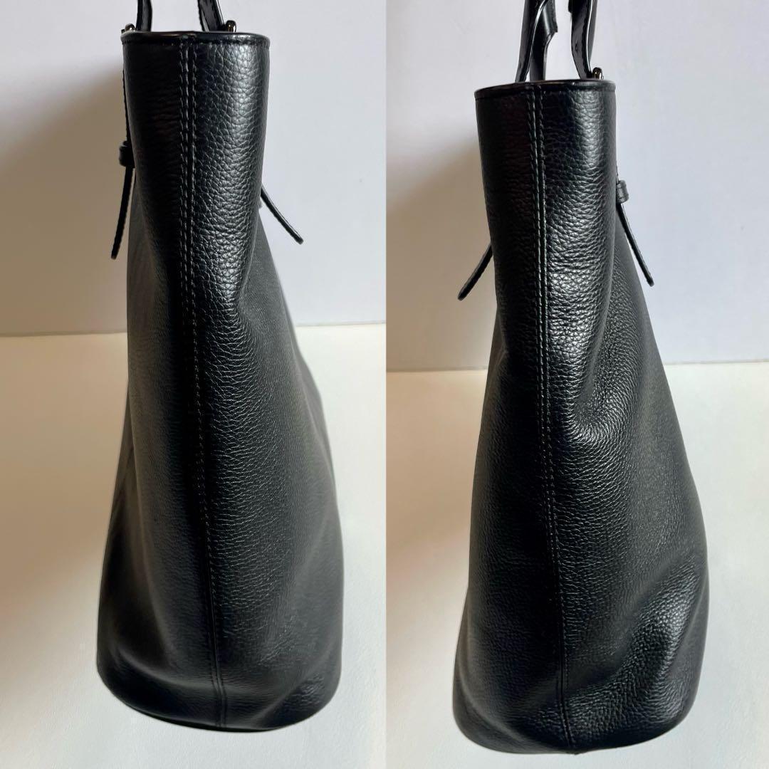 美品【コールハーン】トライボロトートバッグ レザー 黒 ロゴ 大容量