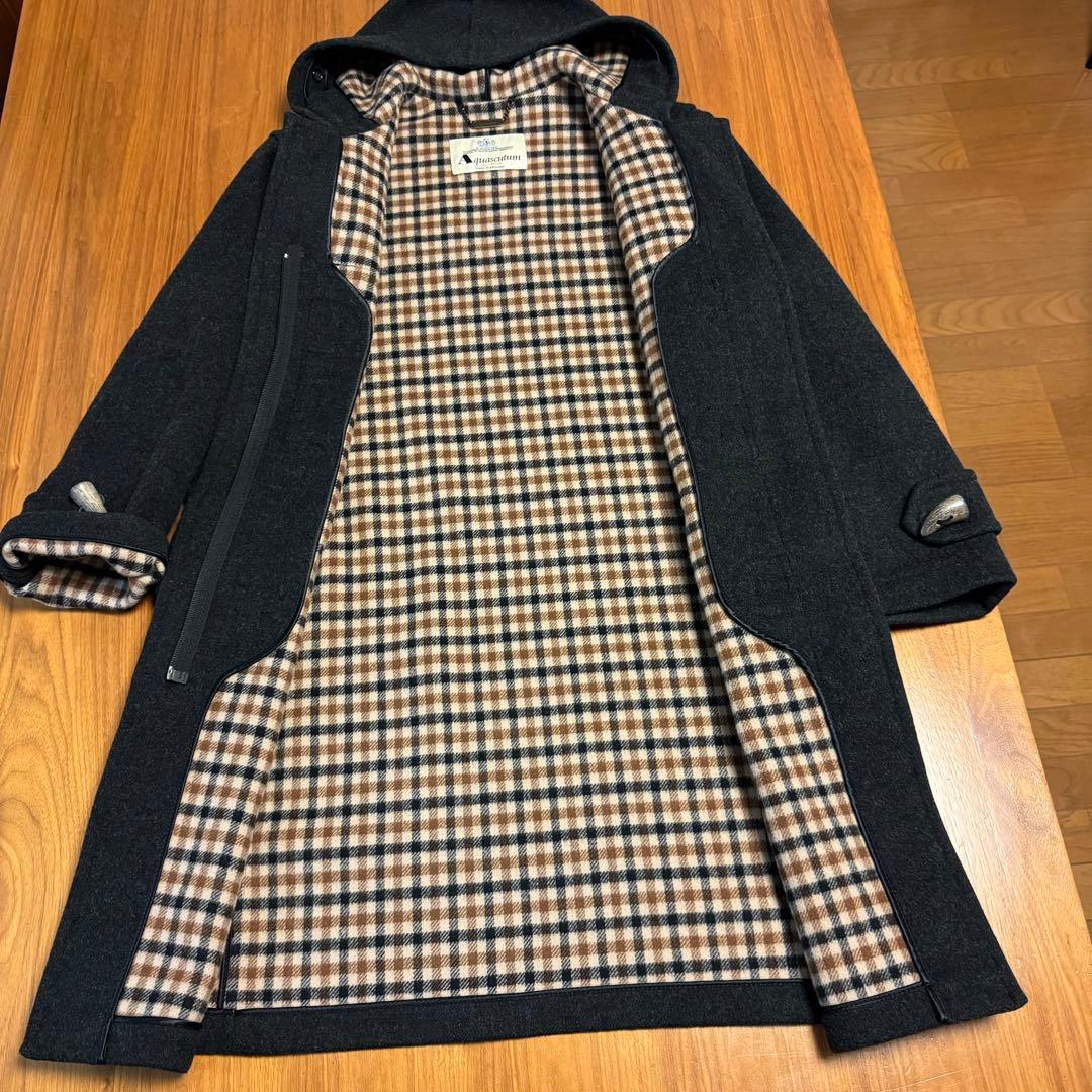 アクアスキュータムギンガムチェックカシミヤウールダッフルコートM