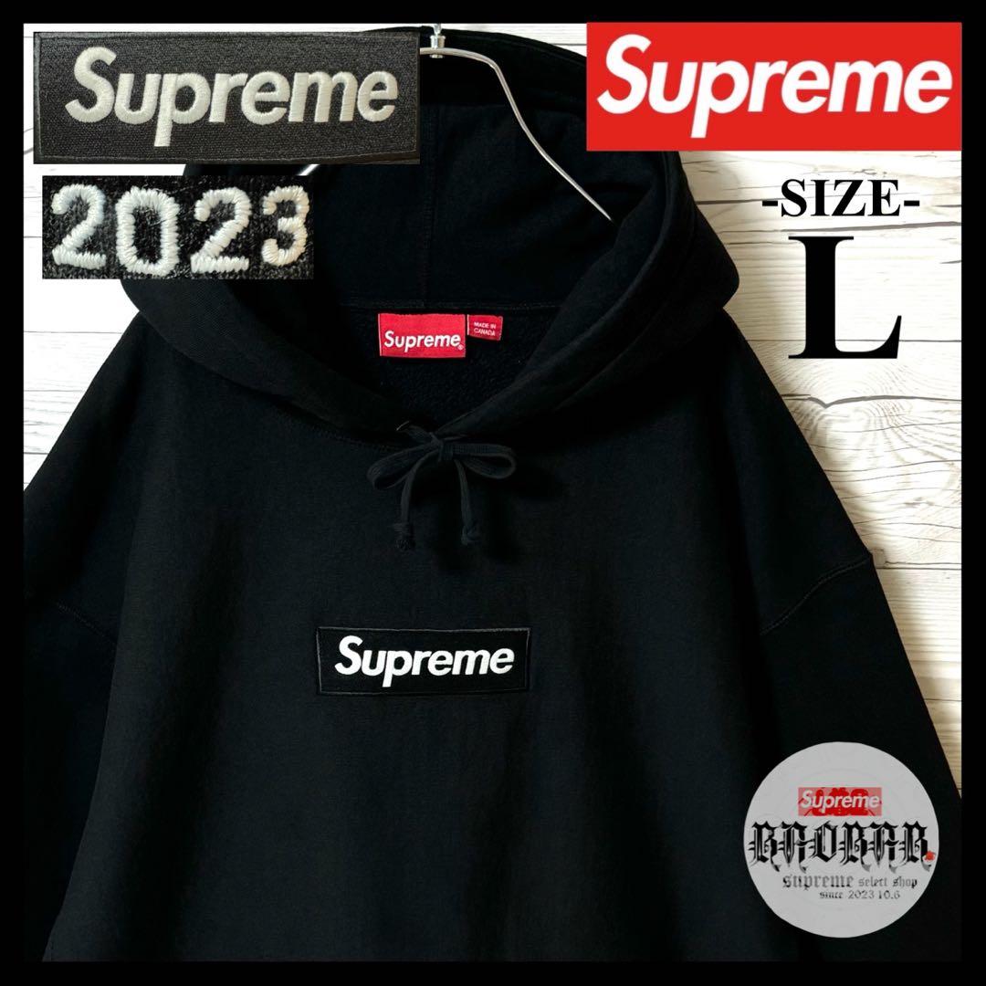 大人気‼︎激レアボックスロゴ‼︎-L】シュプリーム パーカー ブラック