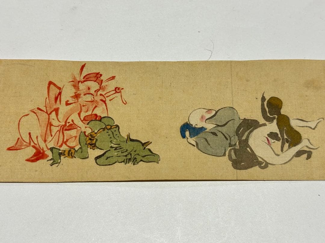 異物同情如天地（戯画春画巻）」天江痴人題 松嶺画 手書き1巻|艶本 和