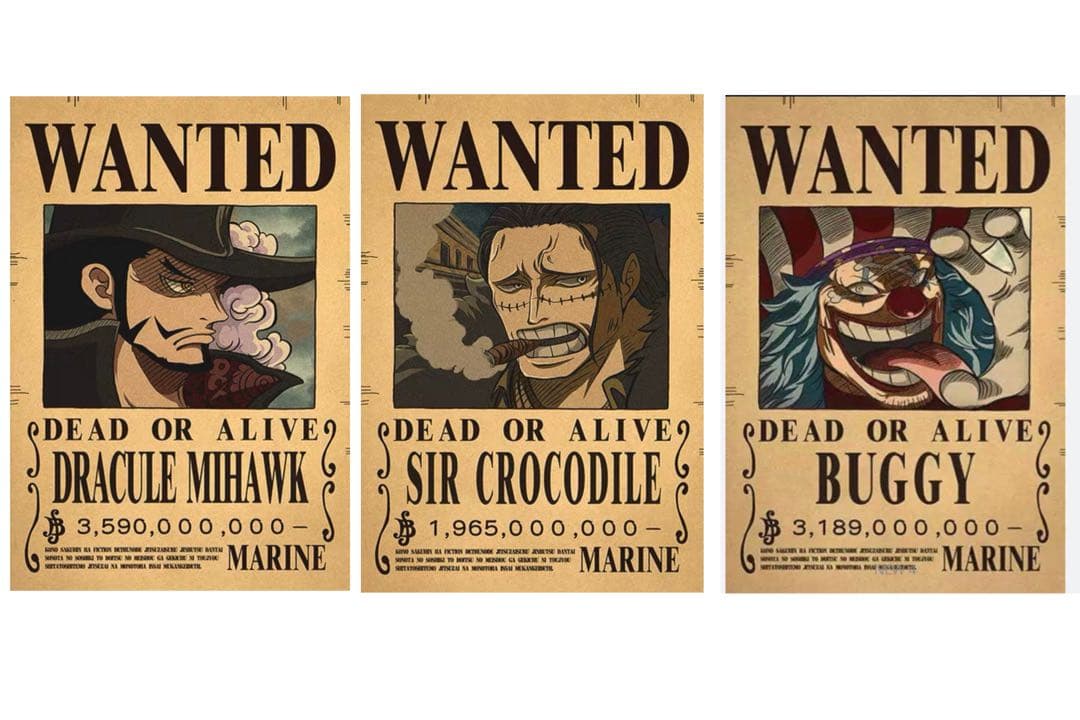 ONEPIECE ワンピース 手配書 ポスター 3枚セット ミホーク クロコダイ