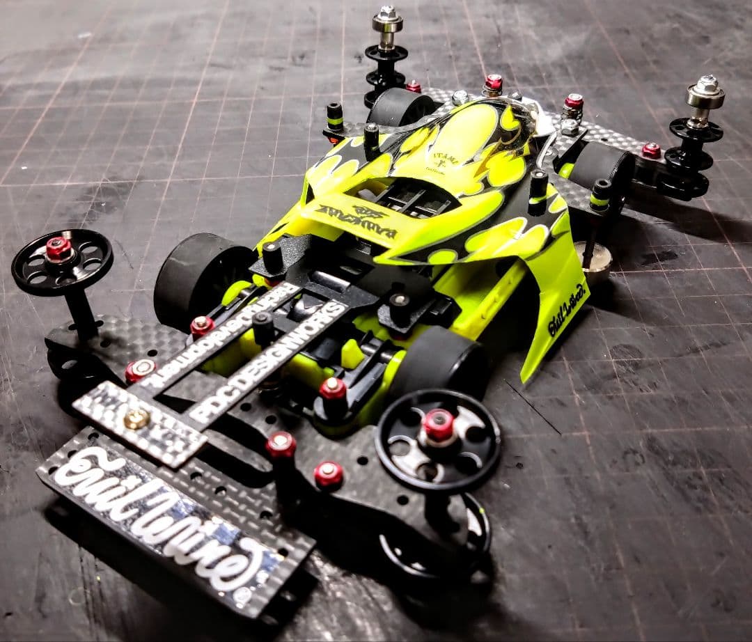 ミニ四駆　完成品　サンダーショット　蛍光イエロー　MSフレキ