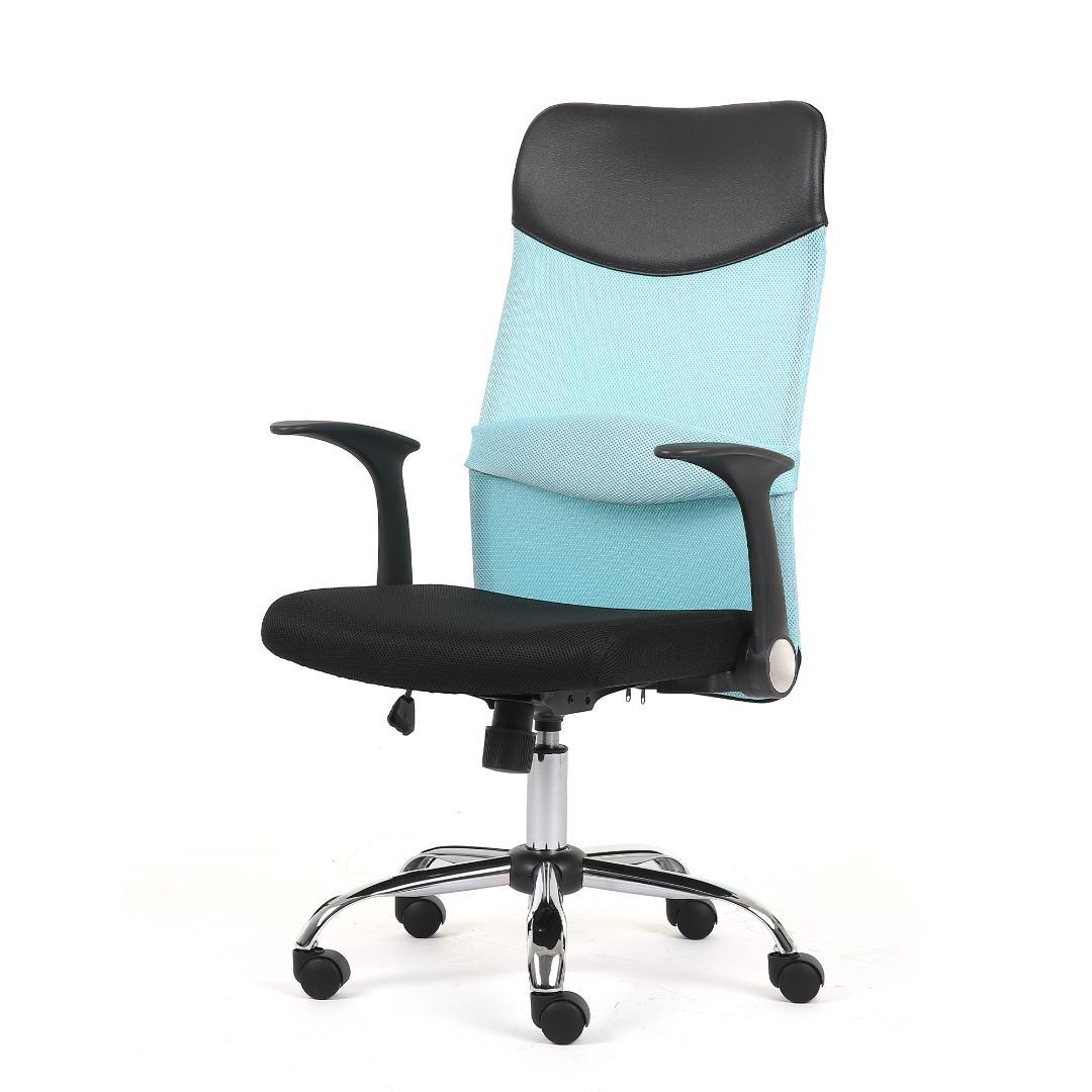 4脚セット 送料無料【ライトブルー】 オフィスチェア 跳ね上げ式アームレスト