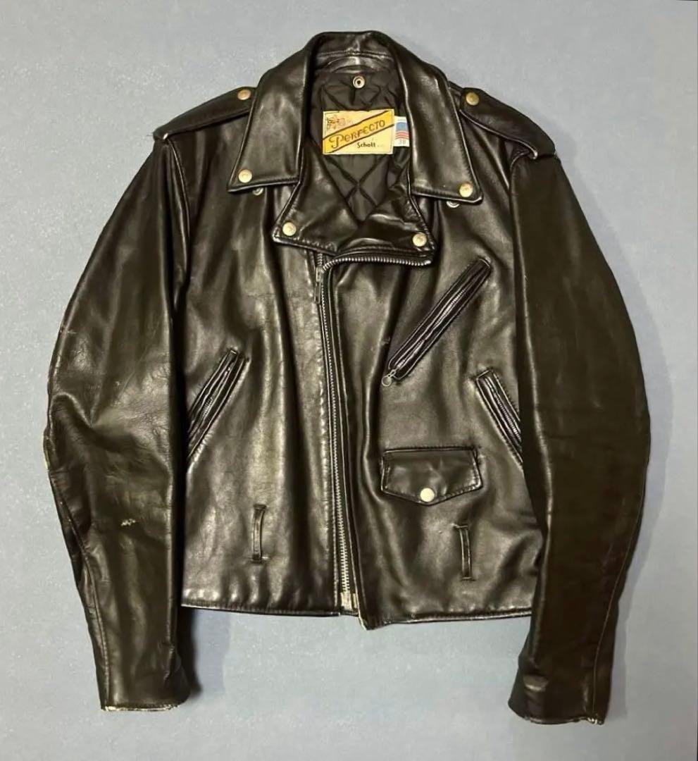 【70s~90s】Schott 618 ダブルライダースジャケット レザー 黒 Schott N.Y.C（ショット） Schott ダブルライダース 618 ダブル