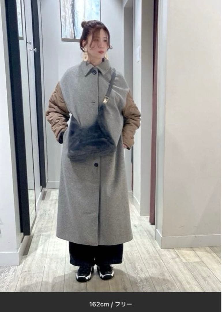 NOMINE◇袖キルティングステンカラーコート◇キャメル - メルカリ