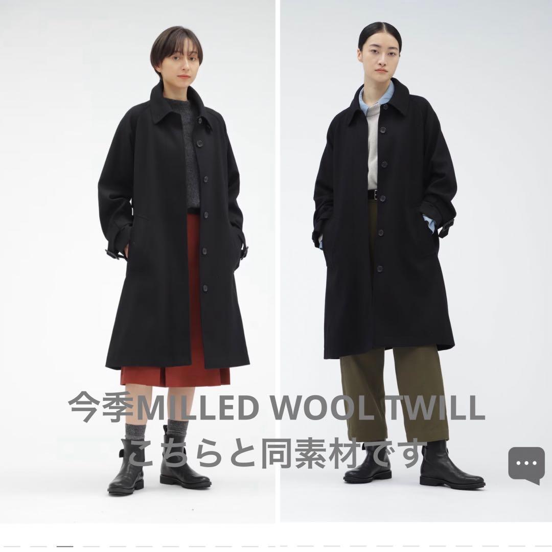 美品2023マーガレットハウエル ミルドウールコート スタンドカラー 黒