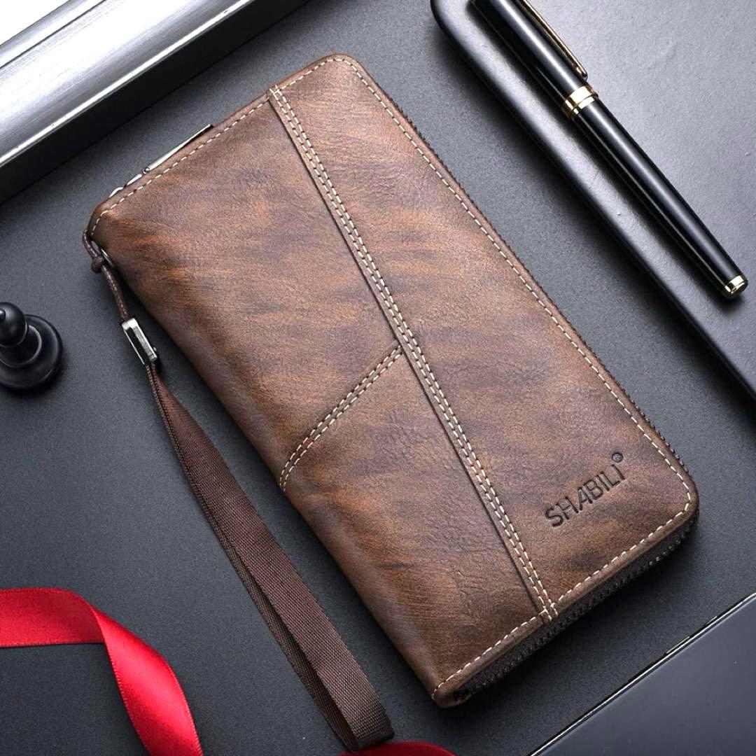 長財布 大容量ソフトレザーZIPメンズ レディースブラウン 茶色