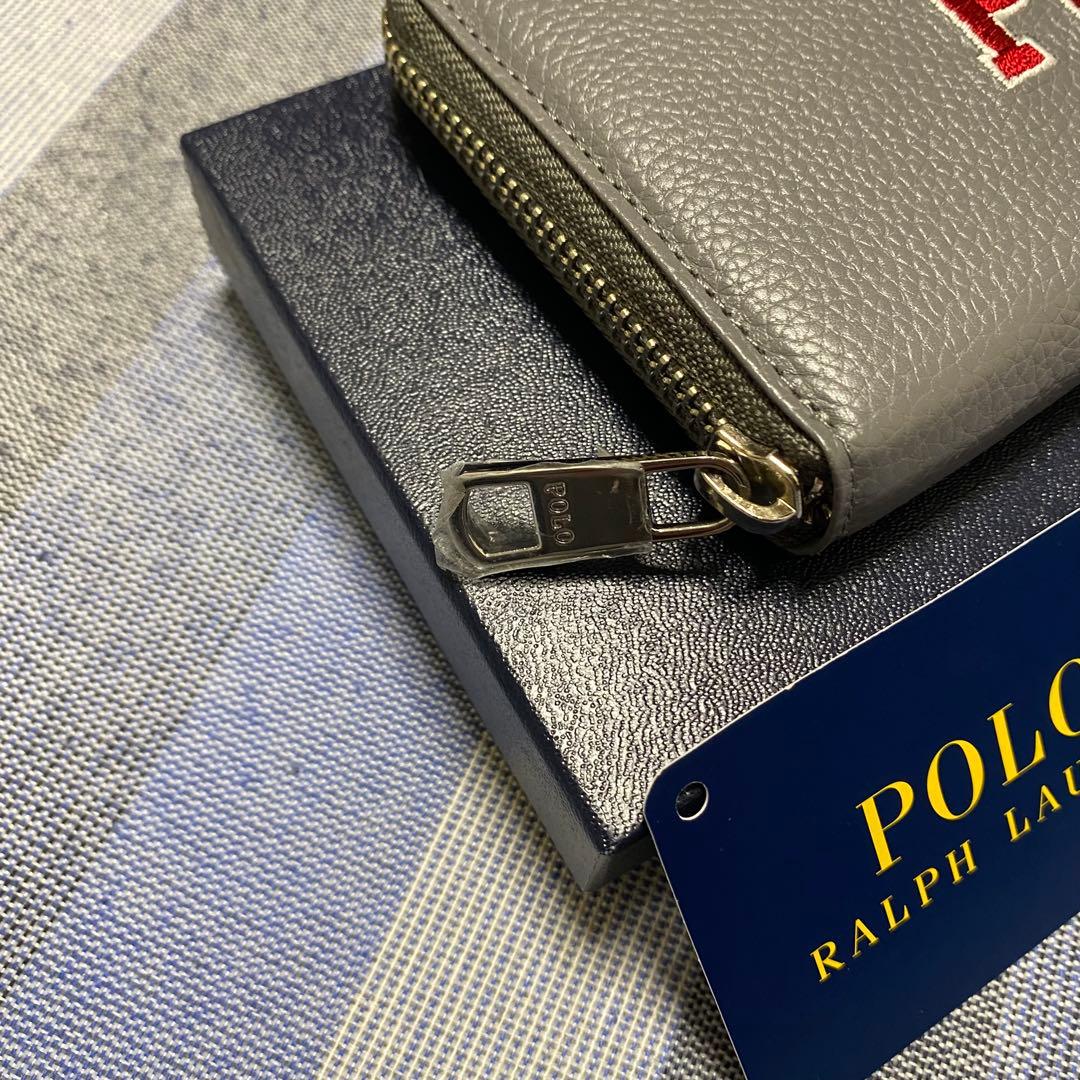 新品】POLO RALPH LAUREN POLO刺繍 レザー長財布 グレー - メルカリ