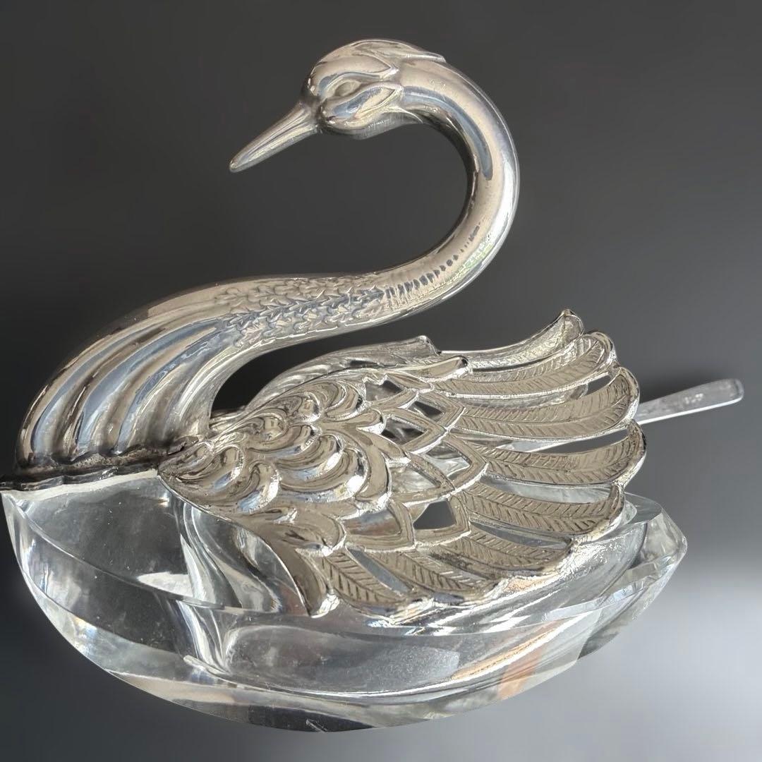 ヴィンテージ銀製 スワン 小物入れ silver刻印有 小さじ付き - メルカリ